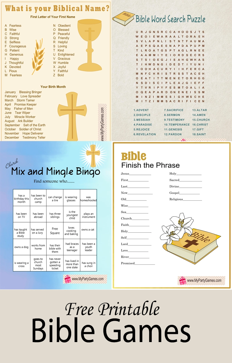 20 Free Printable Bible and Church Games