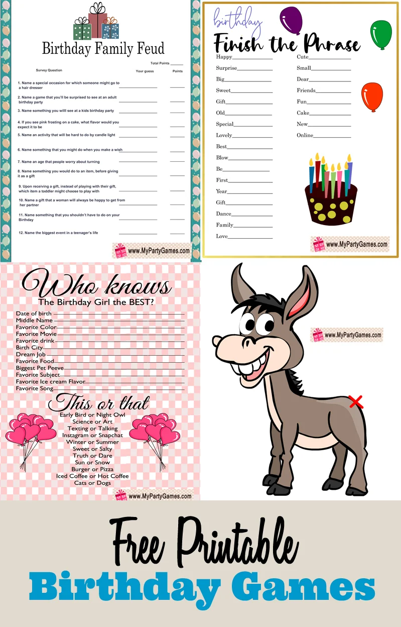 Free Printable Birthday Party Games