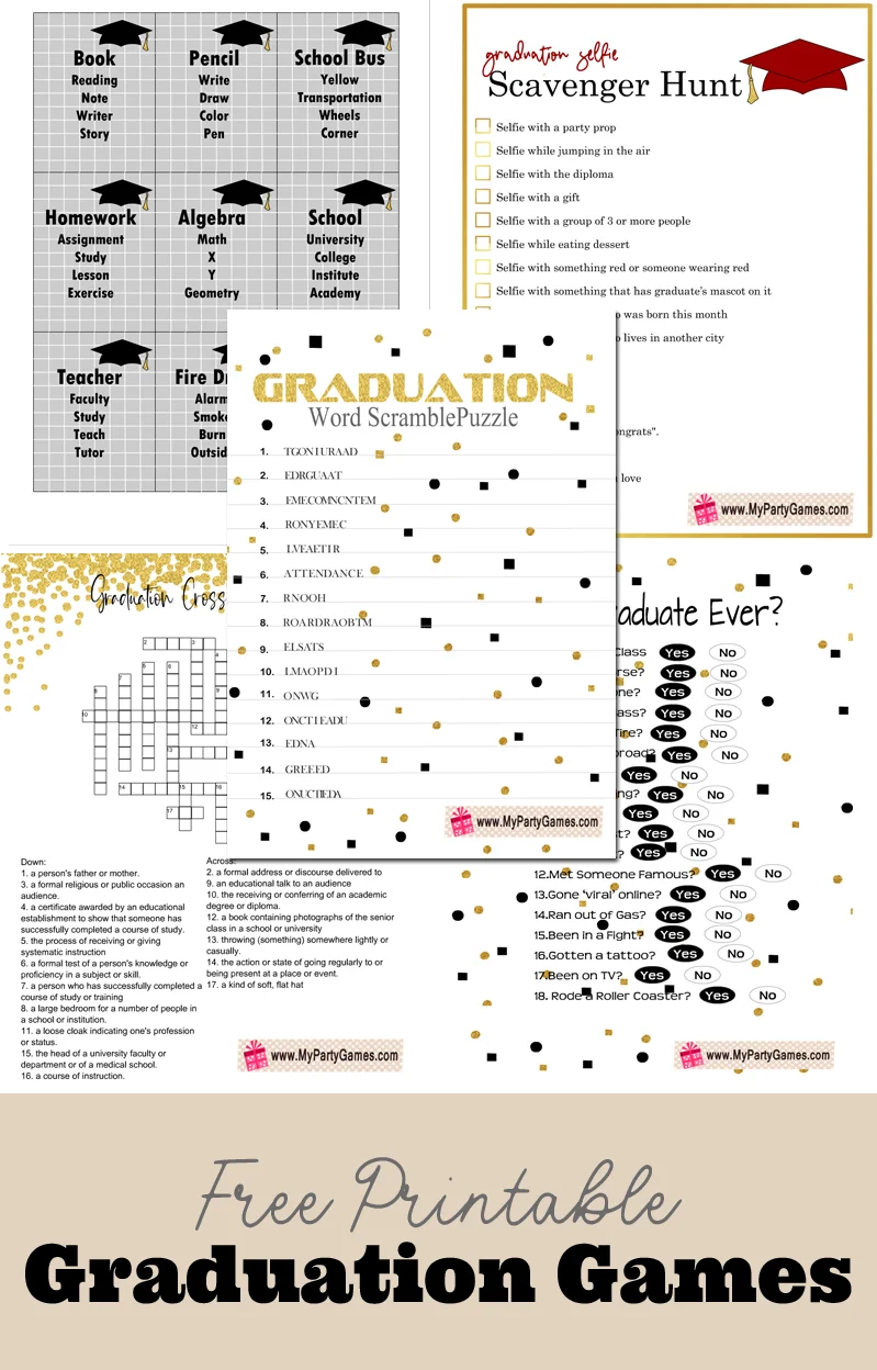 24 Free Printable Graduation Games