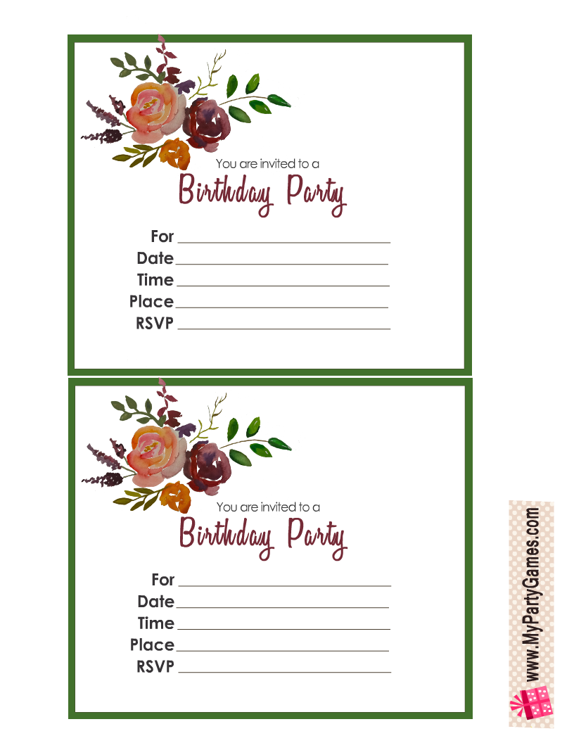 Cute Anytime Fill-in Party Invitation, Printable PDF -   Party  invitations printable, Free printable party invitations, Free printable  birthday invitations
