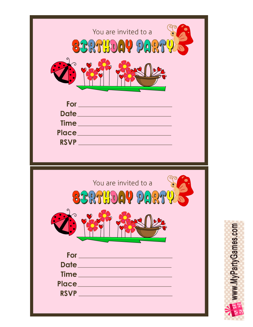 100 Free Printable Kids’ Birthday Party Invitations