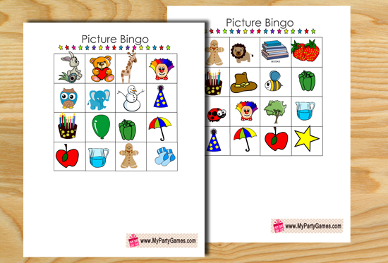 Free Printable Picture Bingo Game for Kids