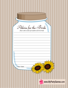 Advice for the Bride Free Printable Card featuring Mason Jar