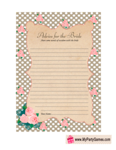 Advice for the Bride Free Printable Card in Taupe Color