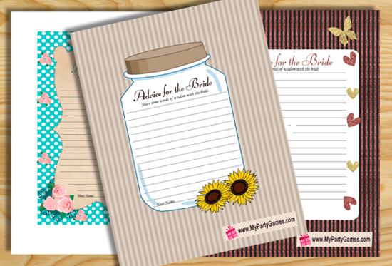 Advice for the Bride Free Printable Cards