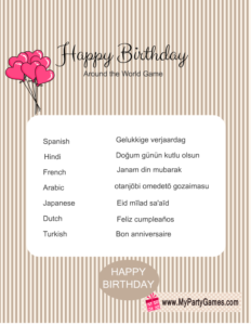 Free Printable Happy Birthday Around the World Game