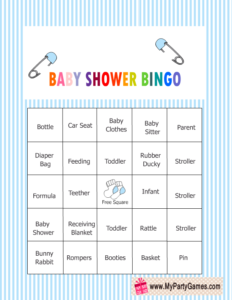 Free Printable Baby Shower Bingo Game Cards in Blue Color
