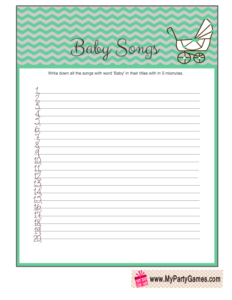 Free Printable Baby Songs Game Cards with Chevron Pattern