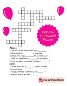 Crossword Puzzle Game Pink Color