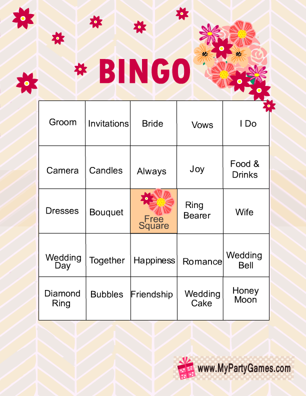 Free Bridal Bingo Template