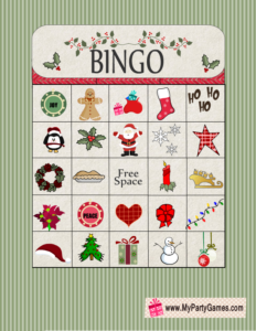 Free Printable Christmas Bingo Game Card 13