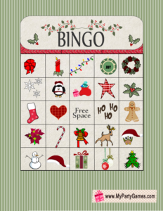 Free Printable Christmas Bingo Game Card 9