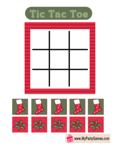 Free Printable Tic Tac Toe Game for Christmas in Red and Green 