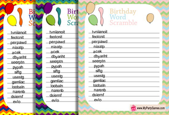 Free Printable Birthday Word Mining Game