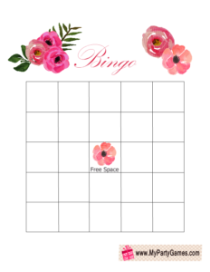 Floral Bridal Shower Gift Bingo Card