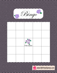 Free Printable Bridal Shower Gift Bingo Card in Black and Lilac