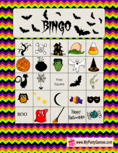 Free Printable Halloween Picture Bingo Game Card 1