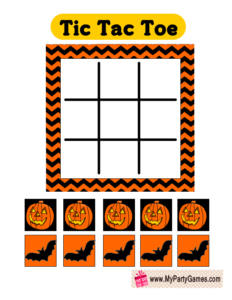 Free Printable Halloween themed Tic Tac Toe Game Card