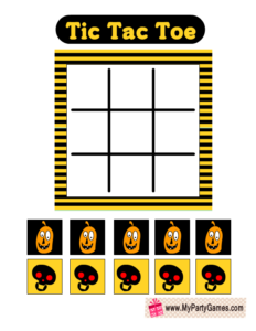 Free Printable Tic Tac Toe Game Card in Yellow and Black