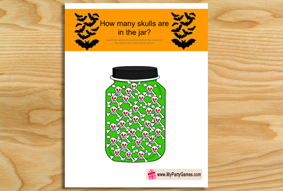 Free Printable How many Skulls are in the Jar Game