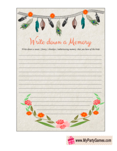 Memory with the Bride Game Tribal Design Printable 