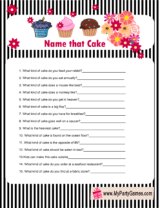 Free Printable Name that Cake Bridal Shower Game