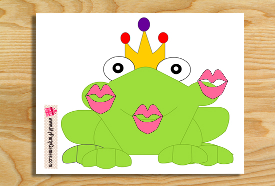 Free Printable Pin the Kiss on Frog Princess Party Game