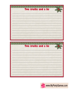 Two Truths and a Lie Game Christmas Version