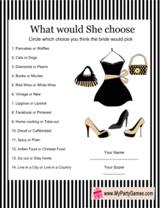 What would she choose? Game Card with Stripes