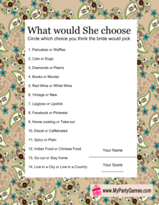 What would she choose? Game Card with Paisleys 