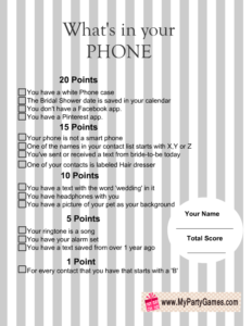 What's in your Phone Game in Black and White 