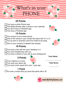 What's in your Phone Game Floral Printable