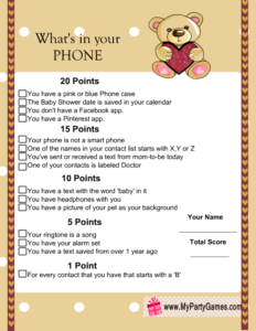 What's in your Phone Game featuring Teddy Bear