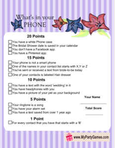 What's in your Phone Game in Purple Color 
