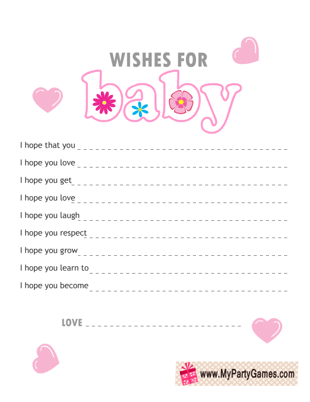 Free Printable Wishes For Baby Cards