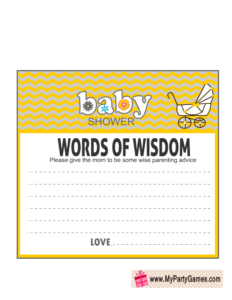 Free Printable Words of Wisdom Card in Yellow Color 