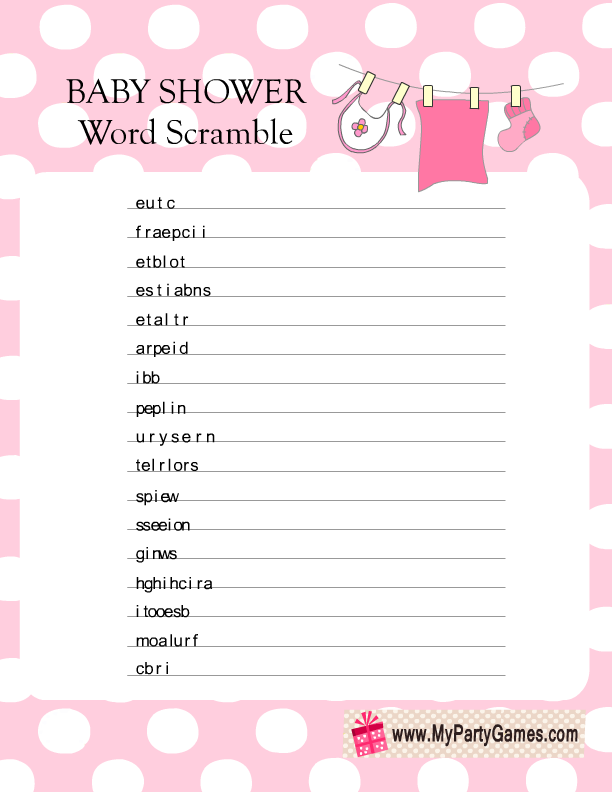 Baby Scramble Printable Worksheets / 13 Free Printable Baby Shower Word Scramble Game Puzzles / Baby shower word scramble games.