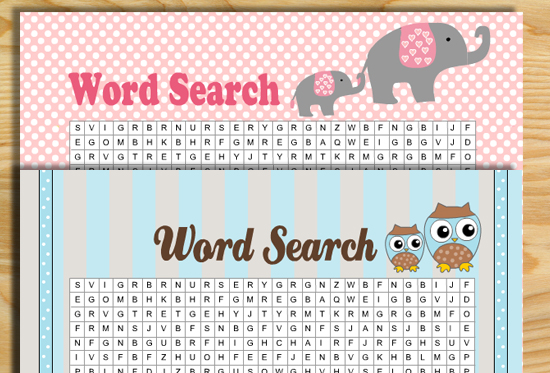 Free Printable Baby Shower Word Search Game