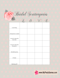 Floral Scattergories Game Printable