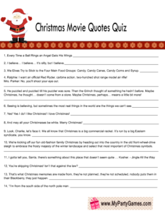 Free Printable Christmas Movie Quotes Quiz