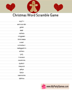 Printable Word Scramble Game for Christmas
