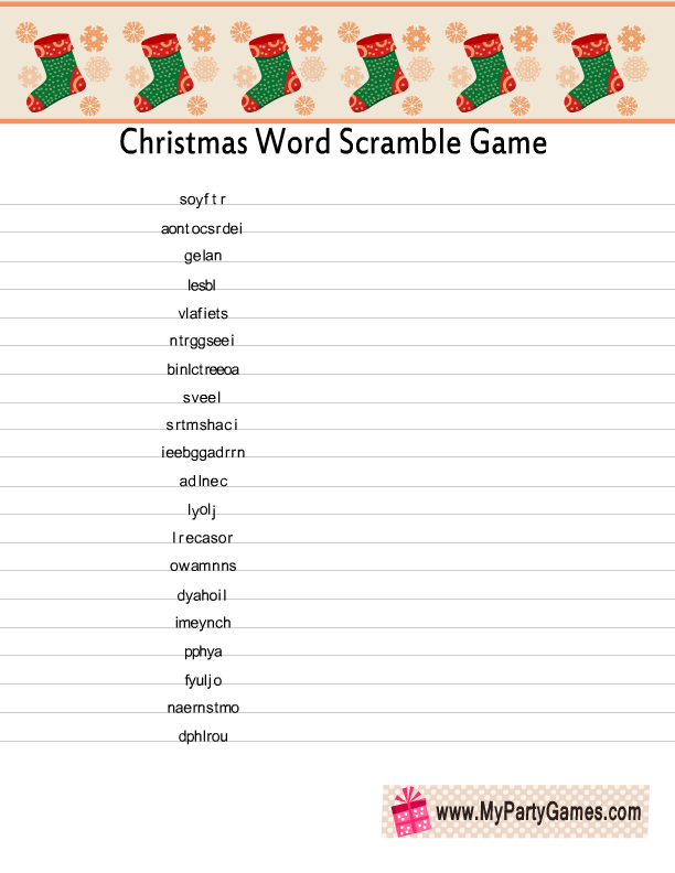 Free Printable Christmas Word Scramble Game