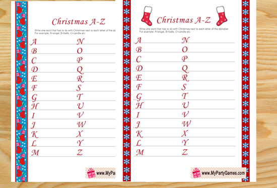 Everything Christmas A-Z, Free Printable Christmas Game