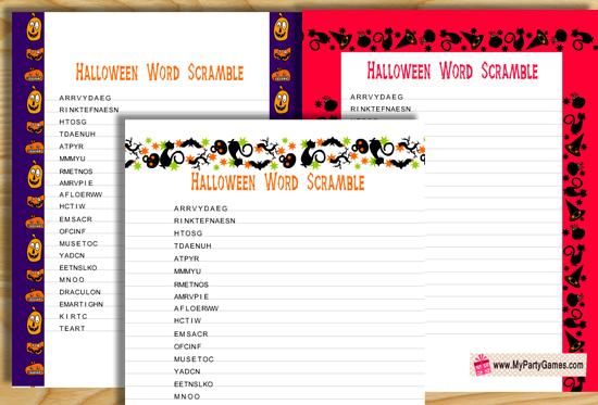 Free Printable Halloween Word Scramble Game