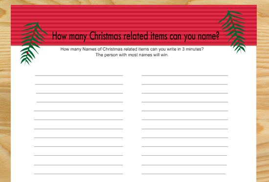 How many Christmas related Items can you Name? Game