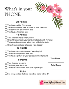 Floral What's in your Phone Game