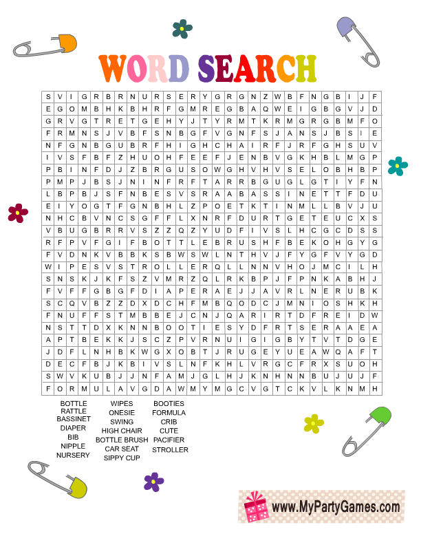 baby word search free printable