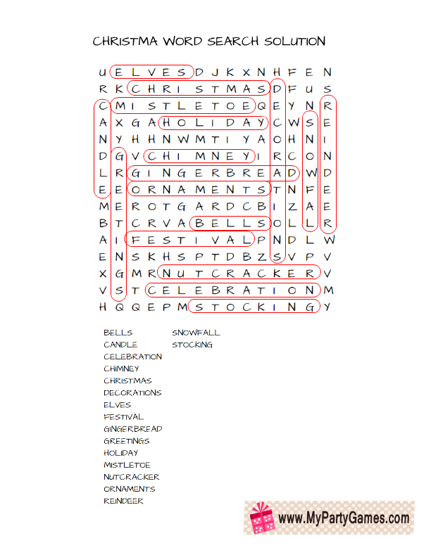 Christmas Games Word Search Printables