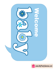 Welcome Baby, Baby Shower Photo Booth Prop in Blue Color
