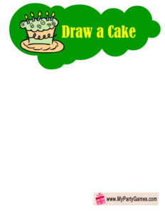 Draw a Cake- Free Printable Birthday Party Game in Green Color